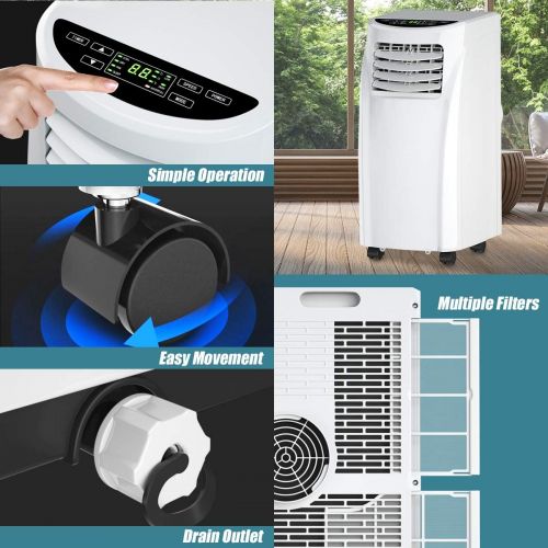 코스트웨이 COSTWAY Portable Air Conditioner with Remote Control Dehumidifier Function Window Wall Mount (10,000 BTU)