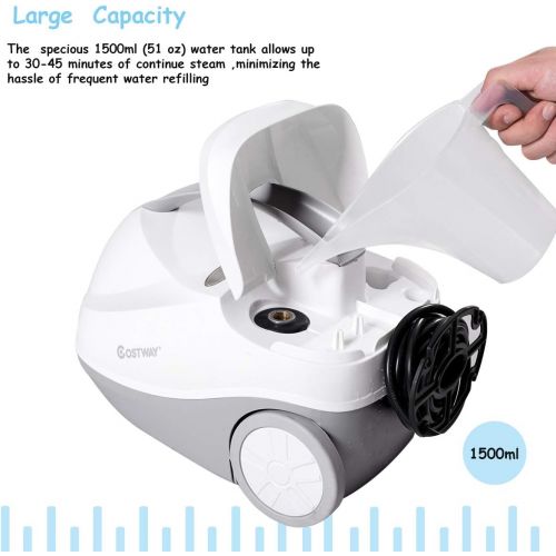 코스트웨이 COSTWAY Multipurpose Steam Cleaner with 17 Accessories, 2000W Heavy Duty Steamer Chemical-Free Cleaning, 1.5L Dual-Tank Cleaning Machine for Carpet, Floors, Windows and Cars