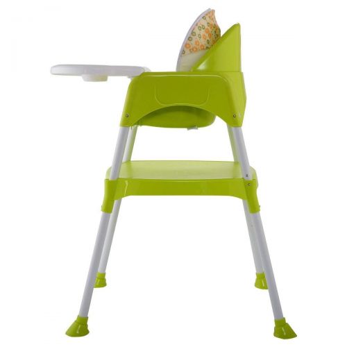 코스트웨이 COSTWAY Convertible, 3 in 1 Table Set, Snacker High Chair Seat, Toddler Booster Furniture, Baby Feeding with Tray & Cup Holder (Green)