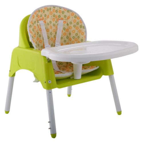 코스트웨이 COSTWAY Convertible, 3 in 1 Table Set, Snacker High Chair Seat, Toddler Booster Furniture, Baby Feeding with Tray & Cup Holder (Green)