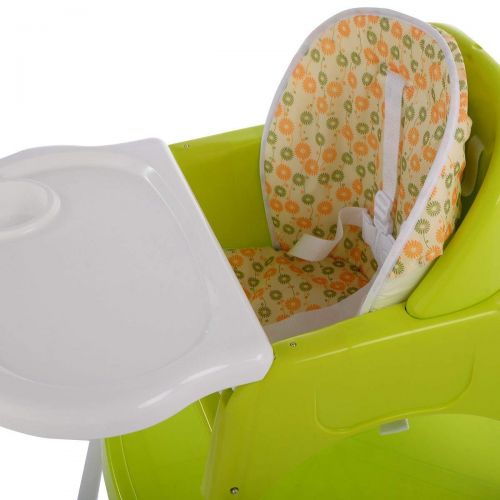 코스트웨이 COSTWAY Convertible, 3 in 1 Table Set, Snacker High Chair Seat, Toddler Booster Furniture, Baby Feeding with Tray & Cup Holder (Green)
