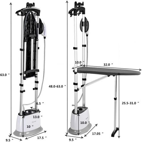 코스트웨이 COSTWAY 2-in-1 Garment Steamer, Heavy Duty Powerful Clothes Fabric Steamer for Home and Commercial Use, Dual-Use Iron and Garment with Fabric Brush, Garment Hanger, 1600W