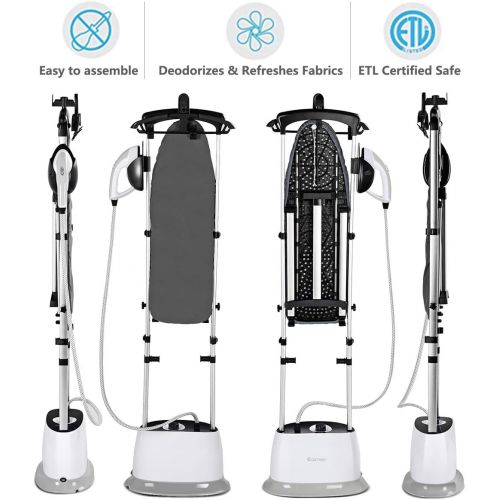 코스트웨이 COSTWAY 2-in-1 Garment Steamer, Heavy Duty Powerful Clothes Fabric Steamer for Home and Commercial Use, Dual-Use Iron and Garment with Fabric Brush, Garment Hanger, 1600W