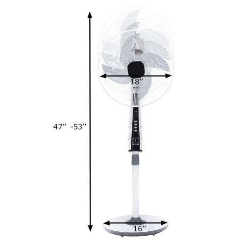 코스트웨이 Costway COSTWAY 18’’ Pedestal Fan 3-Speed 3 Mode 4 Blades Adjustable Oscillating Stand Fan with Remote Control