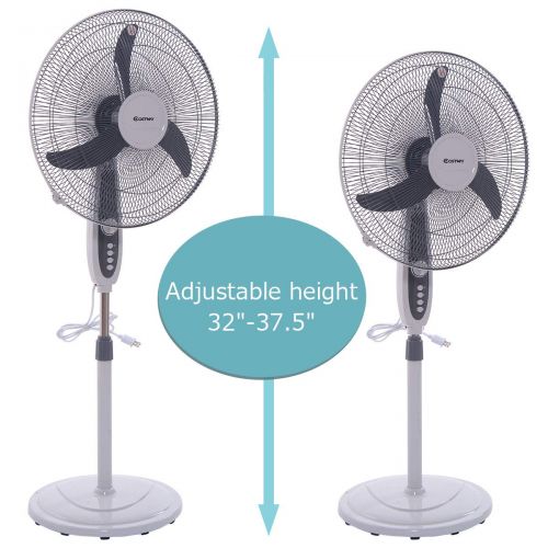 코스트웨이 COSTWAY Costway 18-Inch Pedestal Fan 3-Speed Oscillating Stand w/ Manual Control Timer