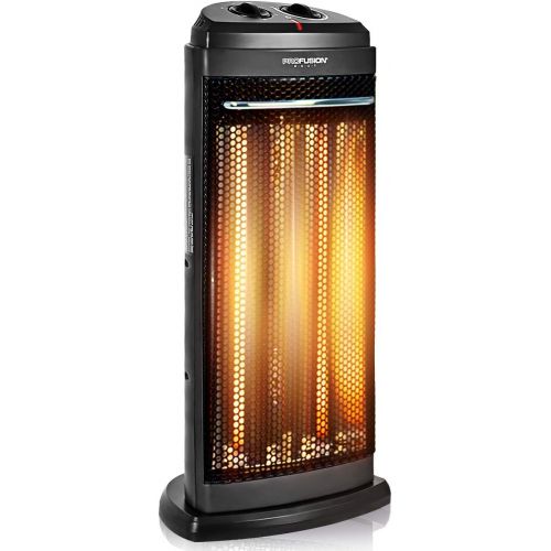 코스트웨이 COSTWAY Portable Quartz Heater, 600W/1200W Electric Radiant Tower Space Heater, Overheat & Tip-Over Protection, Fast and Quiet Heating, with Automatic Thermostat, Personal Heater f