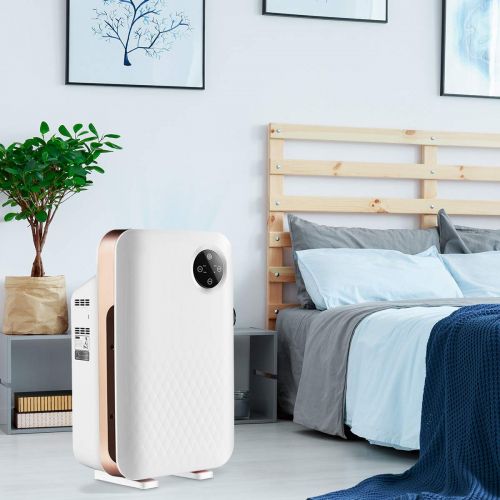 코스트웨이 COSTWAY Air Purifier W/True Activated Carbon Filter Auto Air Quality Monitor Up to 380 Sq/ft Coverage Air Purifier for Large Room, Eliminates Dust, Pets (Purifier)