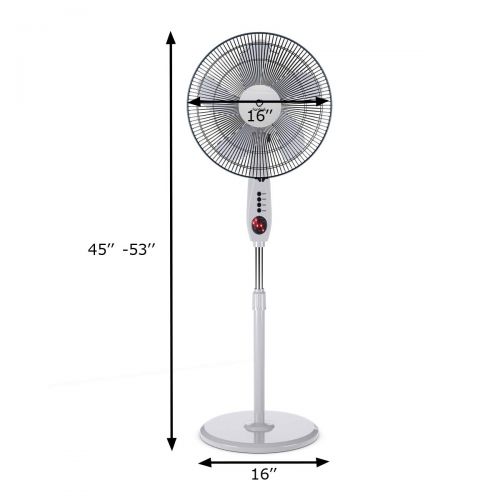 코스트웨이 COSTWAY Pedestal Fan, Adjustable 15-inch Standing Fan 3-Speed 3 Mode 5 Blades Oscillating Stand Fan with Remote Control for Home and Office White(15)