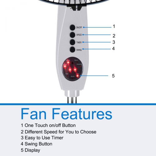 코스트웨이 COSTWAY Pedestal Fan, Adjustable 15-inch Standing Fan 3-Speed 3 Mode 5 Blades Oscillating Stand Fan with Remote Control for Home and Office White(15)