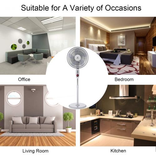 코스트웨이 COSTWAY Pedestal Fan, Adjustable 15-inch Standing Fan 3-Speed 3 Mode 5 Blades Oscillating Stand Fan with Remote Control for Home and Office White(15)