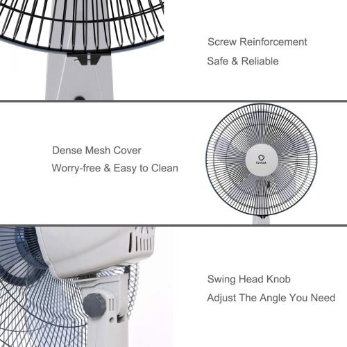코스트웨이 COSTWAY Pedestal Fan, Adjustable 15-inch Standing Fan 3-Speed 3 Mode 5 Blades Oscillating Stand Fan with Remote Control for Home and Office White(15)