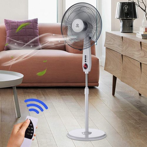 코스트웨이 COSTWAY Pedestal Fan, Adjustable 15-inch Standing Fan 3-Speed 3 Mode 5 Blades Oscillating Stand Fan with Remote Control for Home and Office White(15)