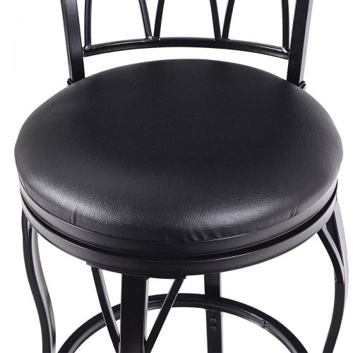 코스트웨이 COSTWAY Vintage Bar Stools Swivel Comfortable Leather Padded Seat Bistro Dining Kitchen Pub Metal Seat Height Barstools Chairs (Set of 2 with 2 Set of Feet Caps)