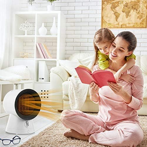 코스트웨이 COSTWAY 2 in 1 Mini Electric Space Heater Cooling Fan, 3 Modes 1500W Portable Small Ceramic Heater, 2 Seconds Heating, Overheat and Tip-Over Protections, Desktop Design For Indoor