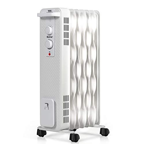 코스트웨이 COSTWAY Oil Filled Radiator Heater, 900W/1500W Portable Space Heater with 3 Heating Modes, Adjustable Thermostat, Tip-Over and Overheat Protection, Electric Heater for Home Office