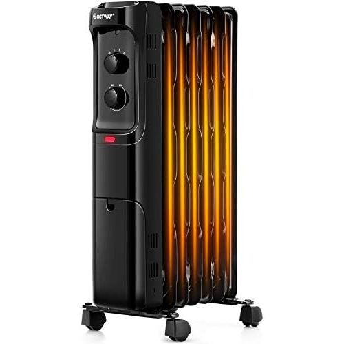 코스트웨이 COSTWAY Oil Filled Radiator Heater, 1500W Portable Space Heater with 3 Heating Mode, Adjustable Thermostat, Tip-Over and Overheat Protection, Electric Heater for Home Office Indoor