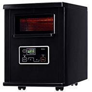 COSTWAY Infrared Quartz Heater, 1500W Portable Space Heater with Digital Thermostat, Remote Control, overheated Protection, Electric Heater with Wheels for Bedroom, Home& Office, B