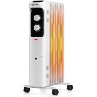 COSTWAY Oil Filled Radiator Heater, 1500W Portable Space Heater with 3 Heating Mode, Adjustable Thermostat, Tip-Over and Overheat Protection, Electric Heater for Home Office Indoor