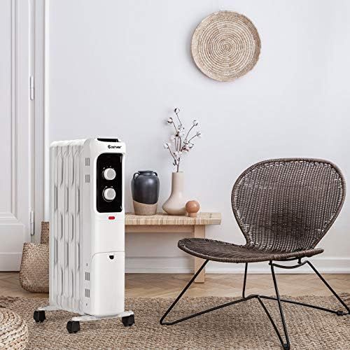 코스트웨이 COSTWAY Oil Filled Radiator Heater, 1500W Portable Space Heater with 3 Heating Mode, Adjustable Thermostat, Tip-Over and Overheat Protection, Electric Heater for Home Office Indoor