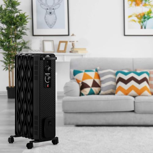 코스트웨이 COSTWAY Oil Filled Radiator Heater, 900W/1500W Portable Space Heater with 3 Heating Modes, Adjustable Thermostat, Tip-Over and Overheat Protection, Electric Heater for Home Office