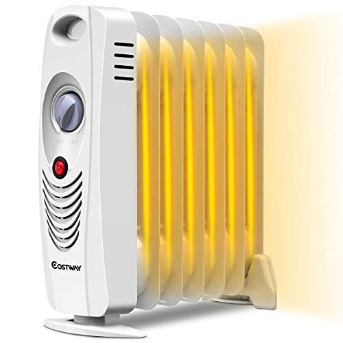 코스트웨이 COSTWAY Oil Filled Radiator Heater, 700W Portable Space Heater with Adjustable Thermostat, Overheat Protection, Electric Heater for Bedroom, Indoor use