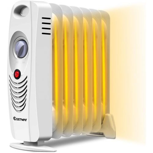 코스트웨이 COSTWAY Oil Filled Radiator Heater, 700W Portable Space Heater with Adjustable Thermostat, Overheat Protection, Electric Heater for Bedroom, Indoor use