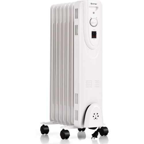 코스트웨이 COSTWAY Oil Filled Radiator Heater, 1500W Portable Space Heater with Dual Safe Protections, Energy-Saving Heater with Adjustable Thermostat & 3 Heating Modes, Electric Heater for B