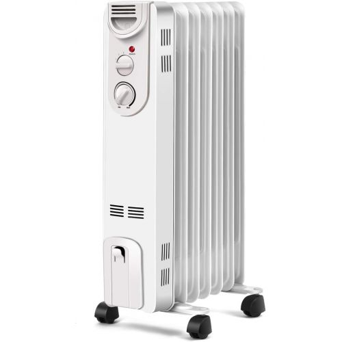 코스트웨이 COSTWAY Oil Filled Radiator Heater, 1500W Portable Heater with 3 Heat Settings, 360-Degree Swivel Casters, Adjustable Thermostat, Overheat & Tip-Over Protection, Electric Space Hea