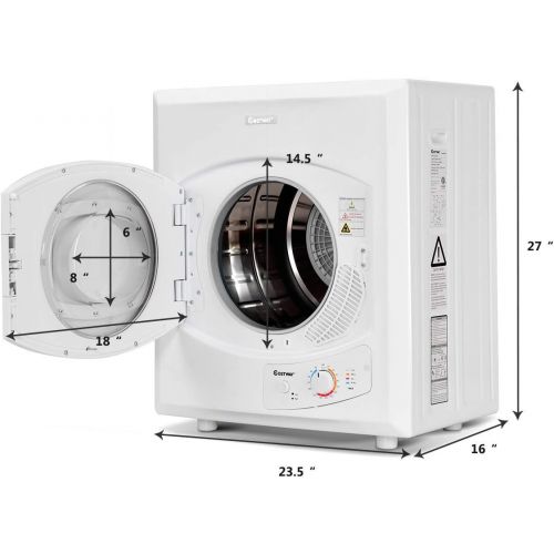 코스트웨이 COSTWAY Clothes Laundry Dryer 2.65 Cu.Ft. Compact Stainless Steel Electric Tumble Dryer
