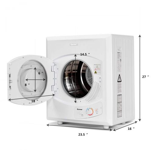 코스트웨이 COSTWAY Electric Compact Laundry Dryer, 2.65 Cu.Ft Capacity Portable Tumble Clothes Dryer with Stainless Steel Tub, Control Panel Downside Easy Control for 4 Automatic Drying Mode,