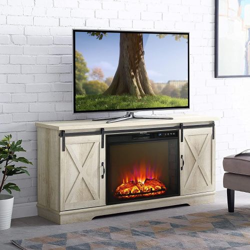 코스트웨이 COSTWAY 26 Inches Electric Fireplace with Remote Control, 750W/1500W Wall Recessed and Freestanding Fireplace with 2 Flame Colors, 4 Brightness Settings, 5H Timer, Fireplace Heater