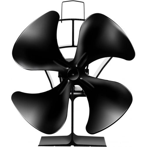 코스트웨이 COSTWAY 4 Blade Stove Fan, Multi Function Fuel Heat Powered Fan, Saving Wood Burning Eco Fan for Wood/Log Burner/Fireplace/Laptop Computer with Micro USB Cord Black