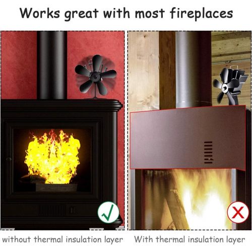 코스트웨이 COSTWAY Heat Powered Stove Fan with 5 Blades Aluminium Silent Eco friendly for Wood Log Burner Fireplace