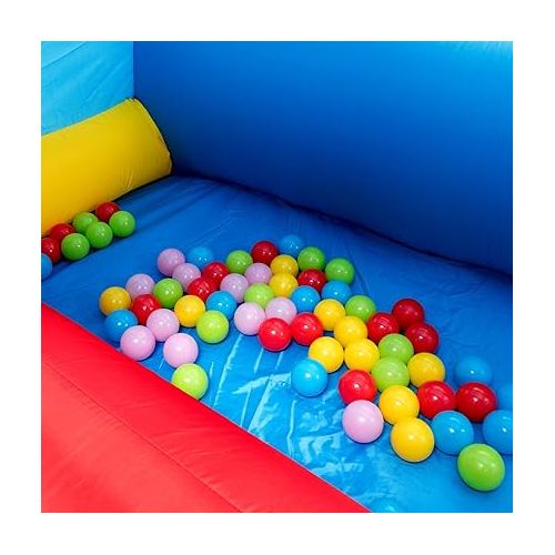  Costzon Inflatable Bounce House, 7-in-1 Bouncy House for Kids Indoor Outdoor Party with Football & 100 Ocean Balls, Basketball Rim, Toddler Jump Castle Bounce House with Blower Included Gifts Present