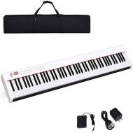Costzon BX-II 88-Key Portable Touch Sensitive Digital Piano, Upgraded Electric Keyboard with MIDI/USB Keyboard, Bluetooth, Dynamics Adjustment, Sustain Pedal, Power Supply, and Black Handbag (White)