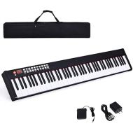 Costzon BX-II 88-Key Portable Touch Sensitive Digital Piano, Upgraded Electric Keyboard with MIDI/USB Keyboard, Bluetooth, Dynamics Adjustment, Sustain Pedal, Power Supply, and Black Handbag (Black)