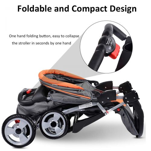  Costzon Baby Stroller, Foldable Infant Pushchair with 5-Point Safety Harness, Multi-Position...