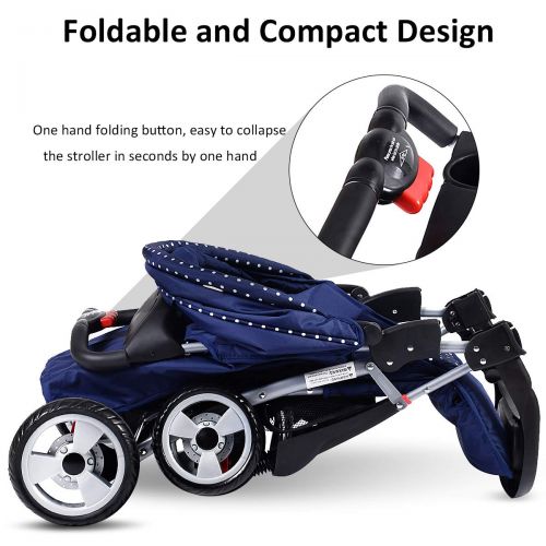  Costzon Baby Stroller, Foldable Infant Pushchair with 5-Point Safety Harness, Multi-Position...