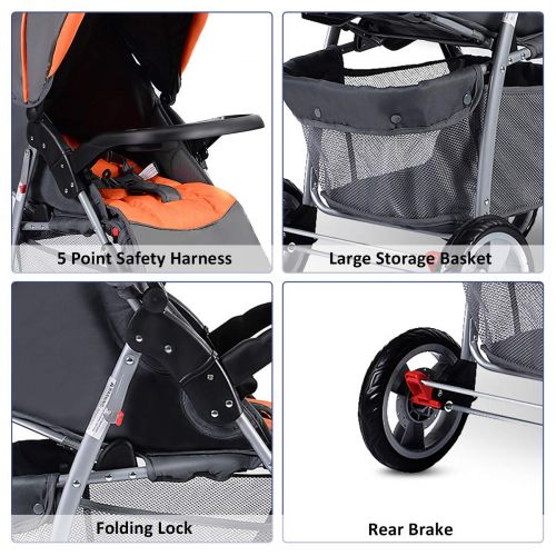  Costzon Baby Stroller, Foldable Infant Pushchair with 5-Point Safety Harness, Multi-Position...