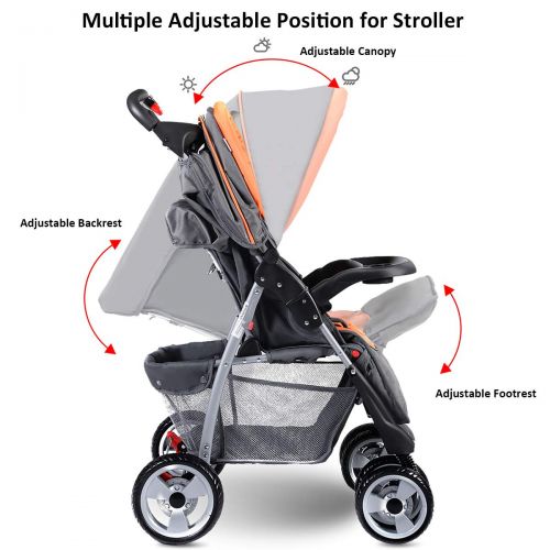  Costzon Baby Stroller, Foldable Infant Pushchair with 5-Point Safety Harness, Multi-Position...