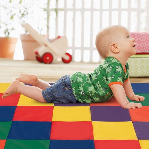  Costzon Baby Play Mat, 58 x 58 Square Leather Waterproof Foam Soft Mat with Multi-Colors, Toddler Activity Cushioned Mat