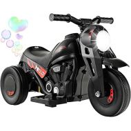 Costzon Kids Motorcycle, 6V Battery Powered Ride on Motorcycle with Bubble Maker, Music, LED Headlight, Forward & Backward, 3 Wheels Electric Motorcycle for Kids, Gift for Boys & Girls (Black)