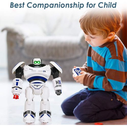  [아마존핫딜][아마존 핫딜] Costzon Remote Control Robot Toy, RC Programmable Robot for Kids Multi Function Shoots Missiles Flashing Lights Walks Dances Sounds, Smart Robotics for Children Boys Girls (Blue)