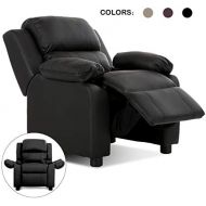 [아마존베스트]Costzon Kids Sofa Recliner, Children PU Leather Armchair W/Front Footrest, Flip-up Storage Arms, Padded Backrest, Ergonomic Contemporary Sofa for Toddler Boys Girls, Lightweight So