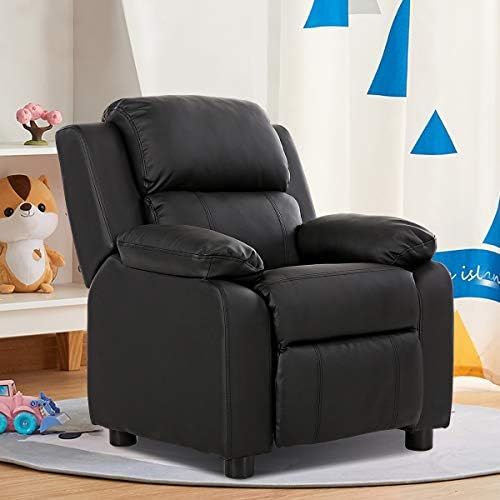  [아마존베스트]Costzon Kids Sofa Recliner, Children PU Leather Armchair W/Front Footrest, Flip-up Storage Arms, Padded Backrest, Ergonomic Contemporary Sofa for Toddler Boys Girls, Lightweight So