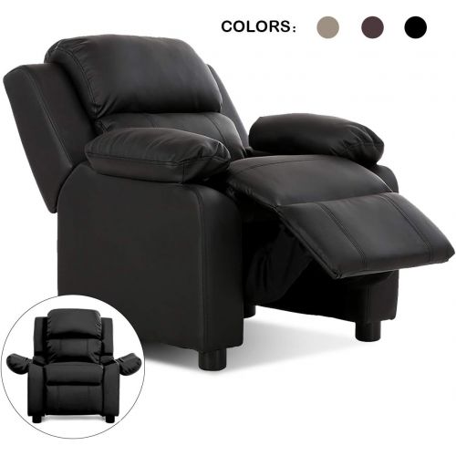  [아마존베스트]Costzon Kids Sofa Recliner, Children PU Leather Armchair W/Front Footrest, Flip-up Storage Arms, Padded Backrest, Ergonomic Contemporary Sofa for Toddler Boys Girls, Lightweight So