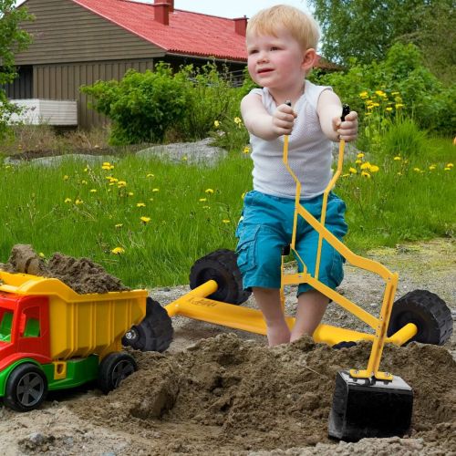  [아마존베스트]Costzon Kids Ride on Sand Digger with Wheels, Heavy Duty Steel Digging Scooper Excavator Crane with Rotatable Seat for Dirt, Snow, Beach, Outdoor Sandbox Play Toy