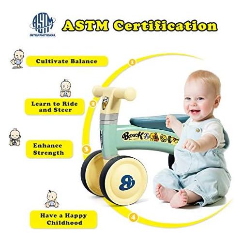  [아마존베스트]Costzon Baby Balance Bikes Bicycle, Children Walker Toys Rides for 12-24 Months, Boys and Girls Mini Bicycle for 1 Year Old, No Pedal Infant 4 Wheels Toddler Bike, First Birthday G