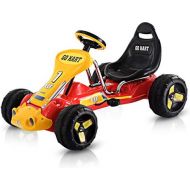 [아마존베스트]Costzon Go Kart, 4 Wheel Ride on Car, Pedal Powered Ride On Toys for Boys & Girls with Adjustable Seat, Pedal Cart for Kids 37× 24.8× 20.1 (Red)