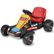 [아마존베스트]Costzon Electric Go Cart, 6V Battery Powered 4 Wheel Racer for Kids, Kids Pedal Cars for Outdoor, Ride On Toy Car with LED Flash Light, Music, Forward/Backward, 3-Position Adjustab